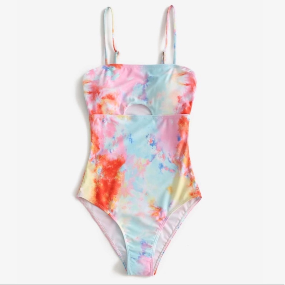 Boho Tie Dye Cut Out Monokini One Piece Swimsuit NEW - Picture 4 of 7
